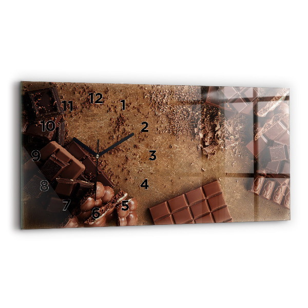 Glass wall clock rectangular Chocolate bars