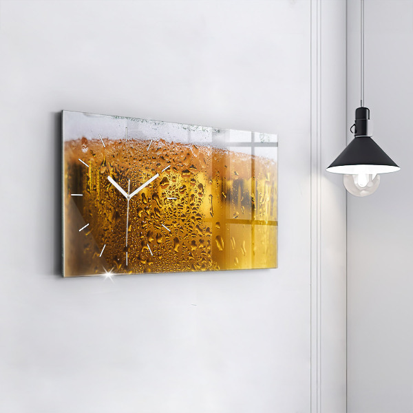 Glass wall clock rectangular A mug of beer