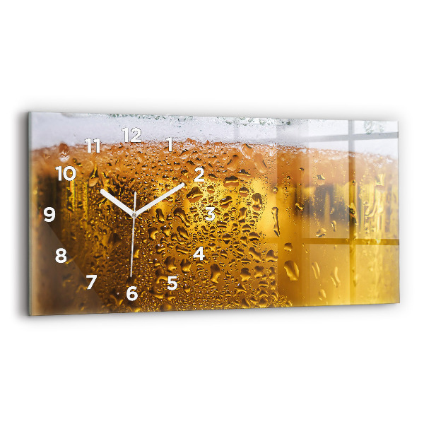 Glass wall clock rectangular A mug of beer