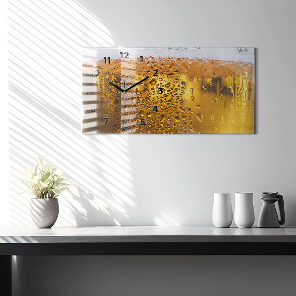 Glass wall clock rectangular A mug of beer