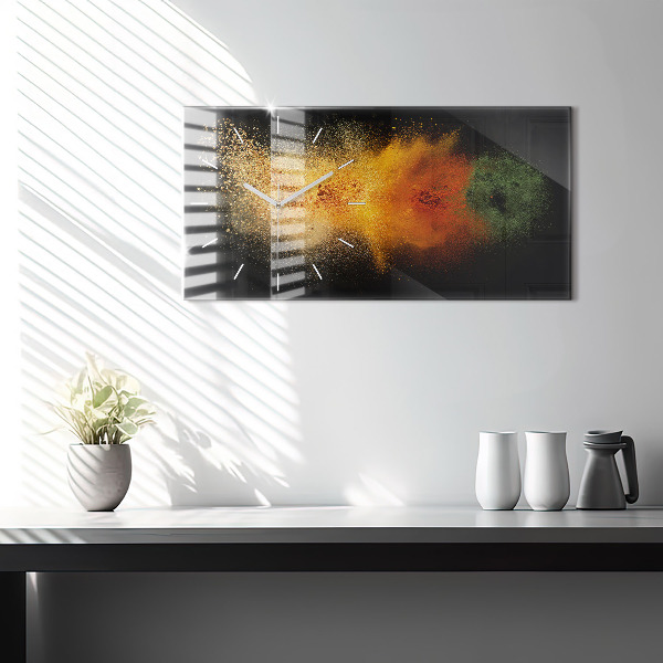 Glass wall clock rectangular Spices scattered