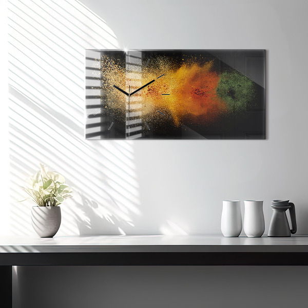 Glass wall clock rectangular Spices scattered