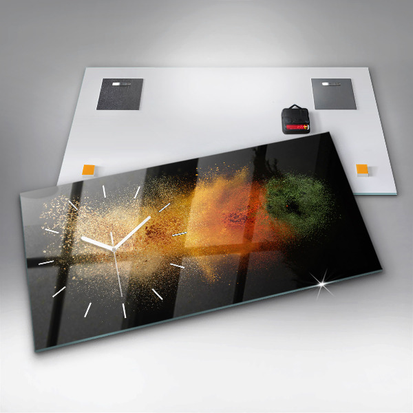 Glass wall clock rectangular Spices scattered