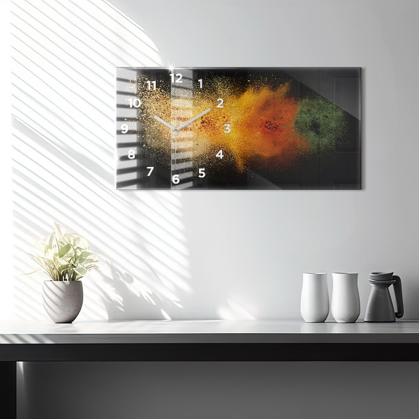 Glass wall clock rectangular Spices scattered