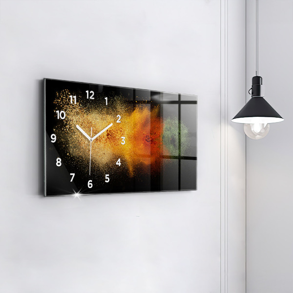 Glass wall clock rectangular Spices scattered