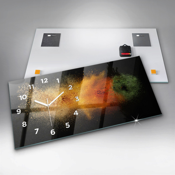 Glass wall clock rectangular Spices scattered