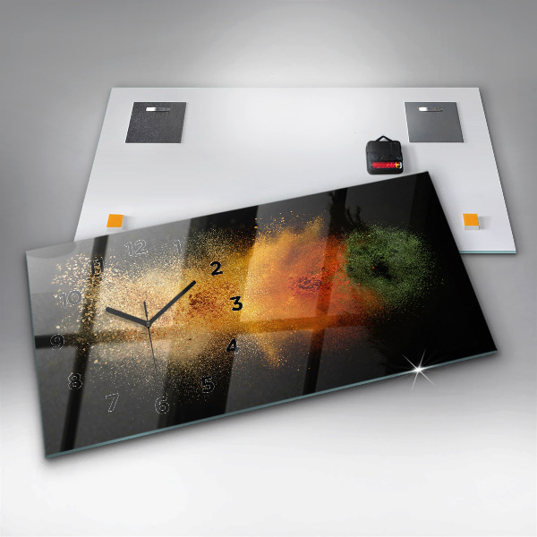Glass wall clock rectangular Spices scattered