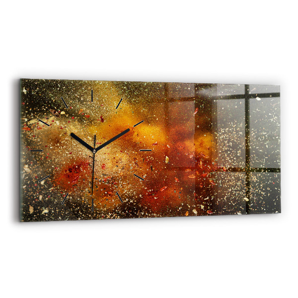 Glass wall clock rectangular Spice abstraction