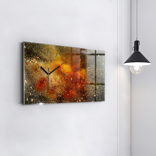 Glass wall clock rectangular Spice abstraction