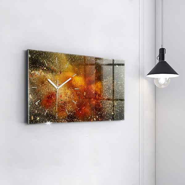 Glass wall clock rectangular Spice abstraction