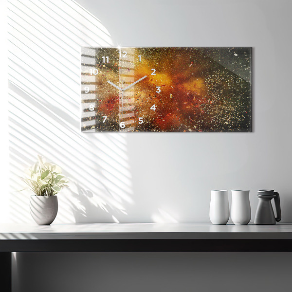 Glass wall clock rectangular Spice abstraction
