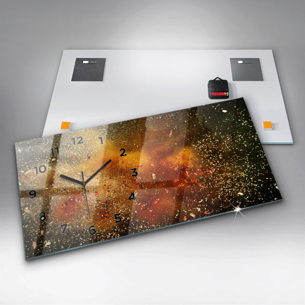 Glass wall clock rectangular Spice abstraction