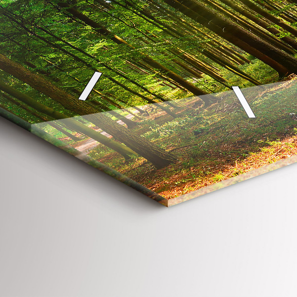 Glass wall clock rectangular Forest sunrise