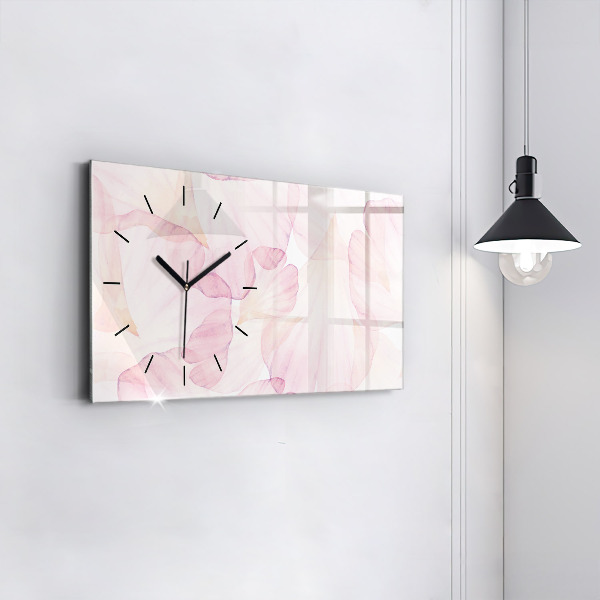 Glass wall clock rectangular Watercolor petals