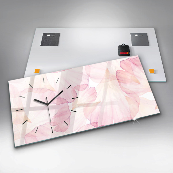 Glass wall clock rectangular Watercolor petals