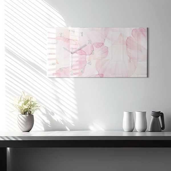 Glass wall clock rectangular Watercolor petals