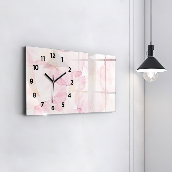 Glass wall clock rectangular Watercolor petals
