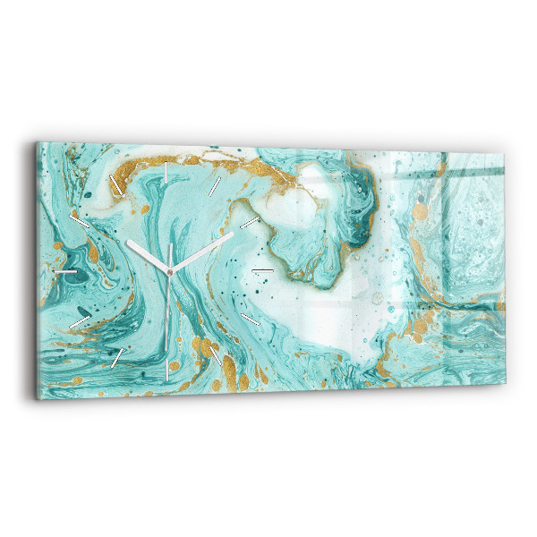 Glass wall clock rectangular Marble texture