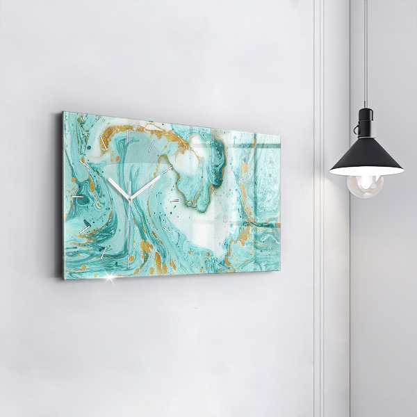 Glass wall clock rectangular Marble texture