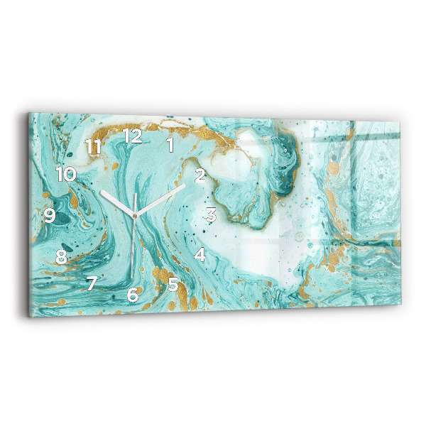 Glass wall clock rectangular Marble texture