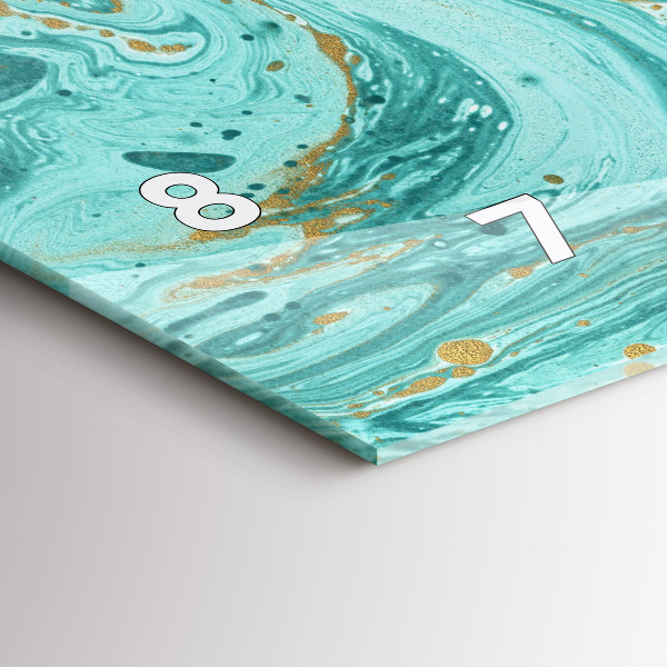 Glass wall clock rectangular Marble texture