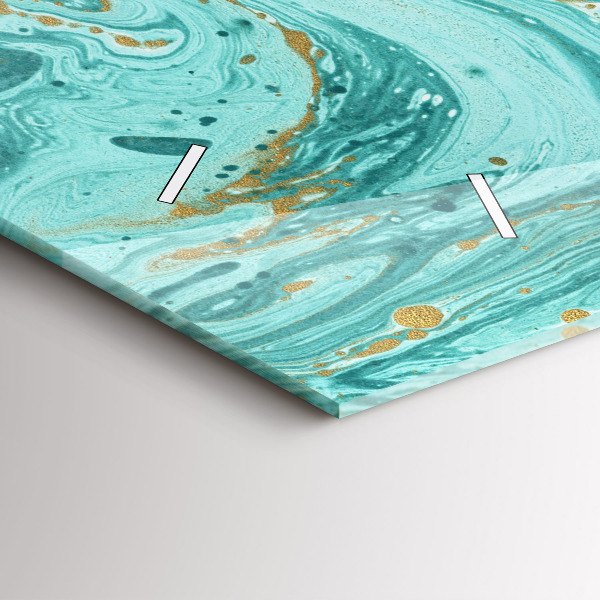 Glass wall clock rectangular Marble texture