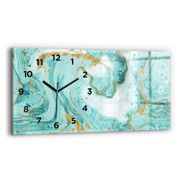 Glass wall clock rectangular Marble texture