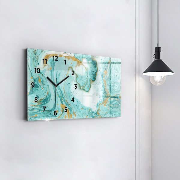 Glass wall clock rectangular Marble texture
