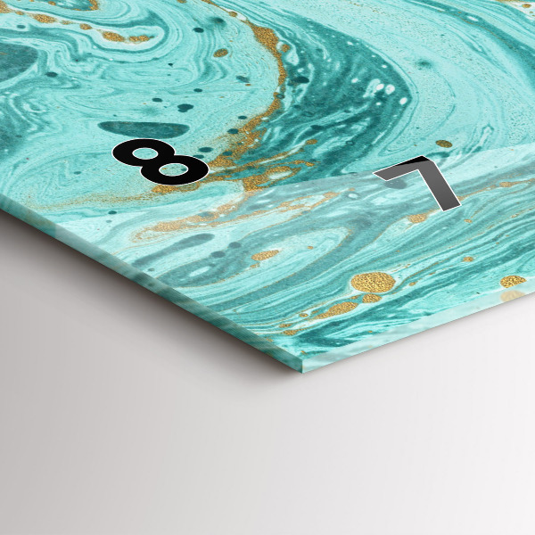 Glass wall clock rectangular Marble texture