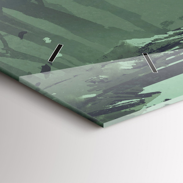 Glass wall clock rectangular Samurai in the forest