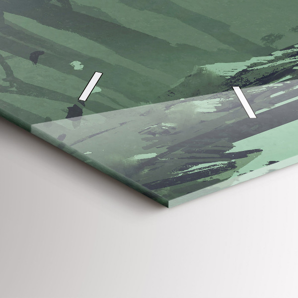 Glass wall clock rectangular Samurai in the forest