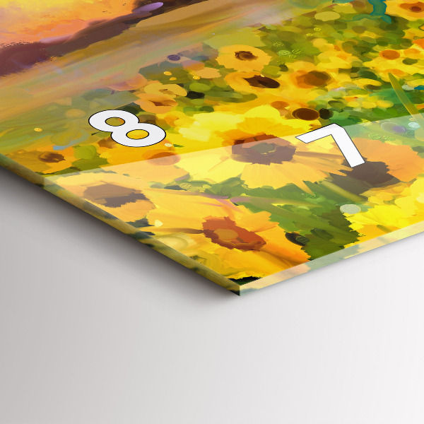 Glass wall clock rectangular Sunflower Field