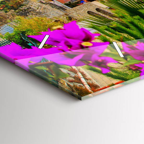 Glass wall clock rectangular Cinque Terre Coast
