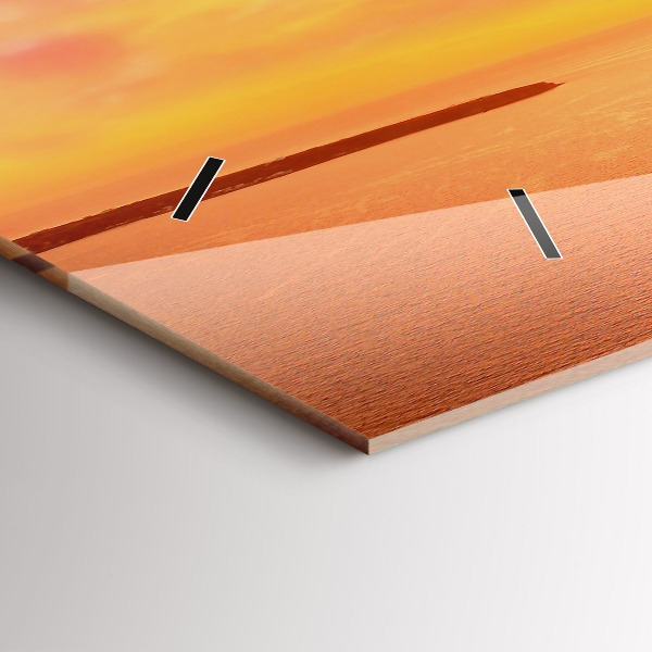 Glass wall clock rectangular Old windmill in Santorini