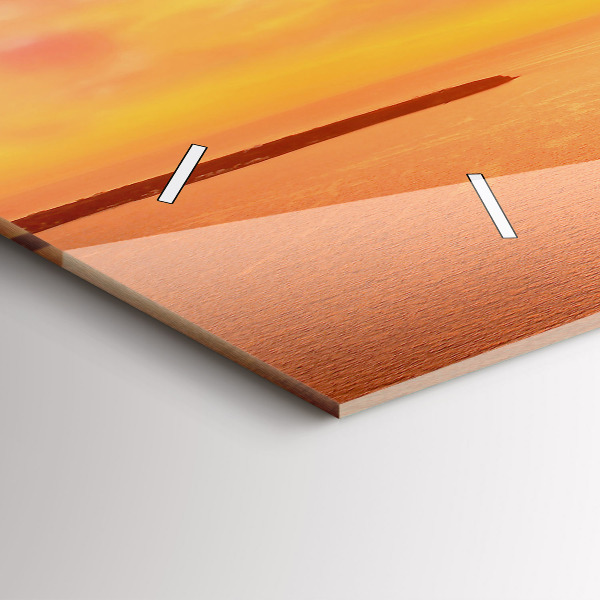 Glass wall clock rectangular Old windmill in Santorini