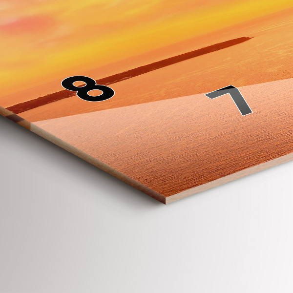 Glass wall clock rectangular Old windmill in Santorini