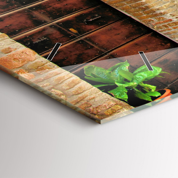 Glass wall clock rectangular A picturesque street