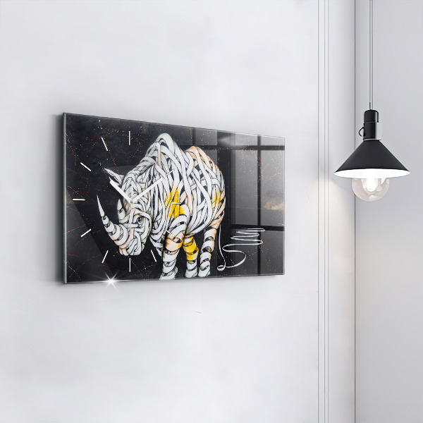 Glass wall clock rectangular Abstract rhino
