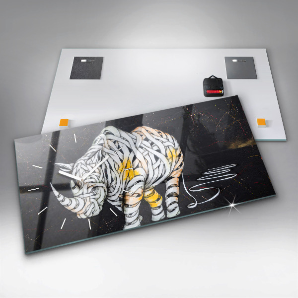 Glass wall clock rectangular Abstract rhino
