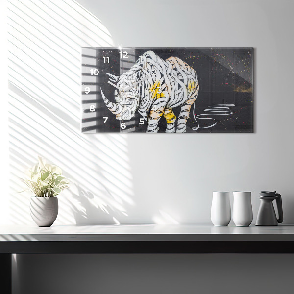 Glass wall clock rectangular Abstract rhino