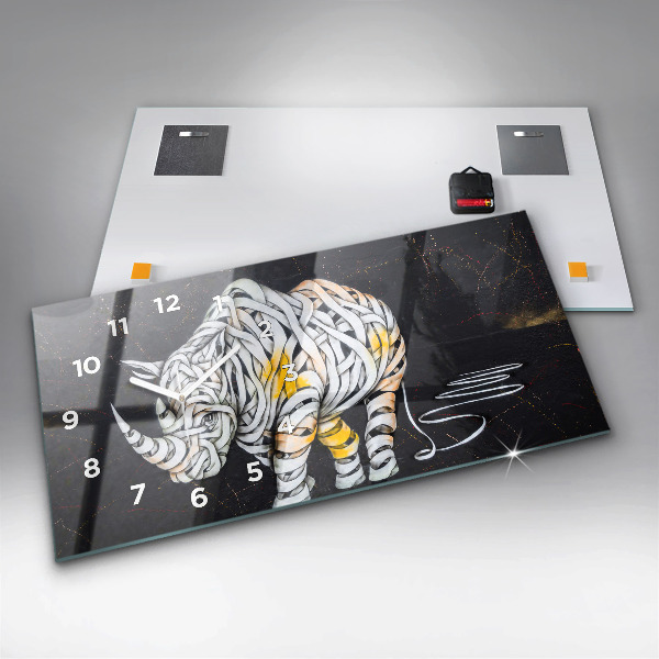Glass wall clock rectangular Abstract rhino