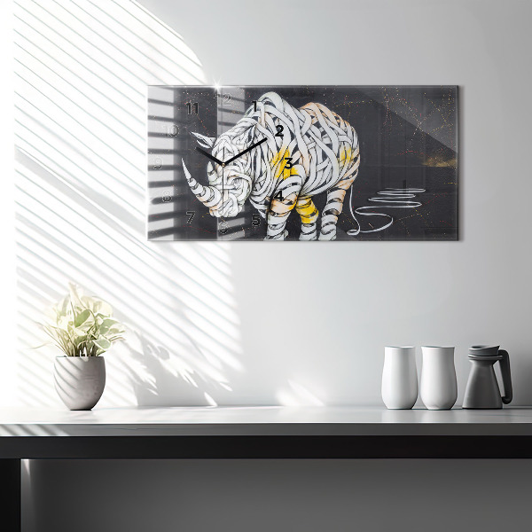Glass wall clock rectangular Abstract rhino