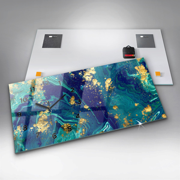 Glass wall clock rectangular Modern abstraction