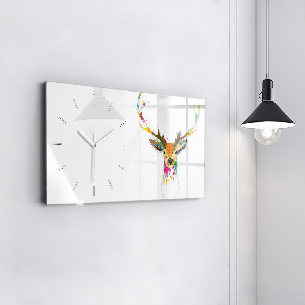 Glass wall clock rectangular Colorful deer head
