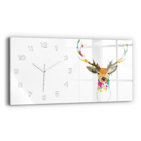 Glass wall clock rectangular Colorful deer head