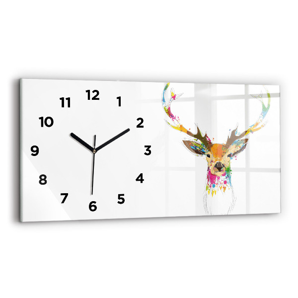 Glass wall clock rectangular Colorful deer head