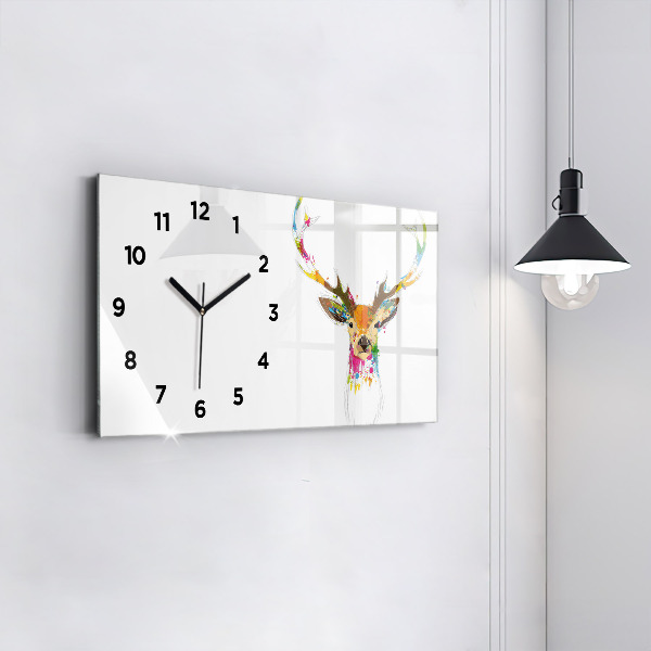 Glass wall clock rectangular Colorful deer head