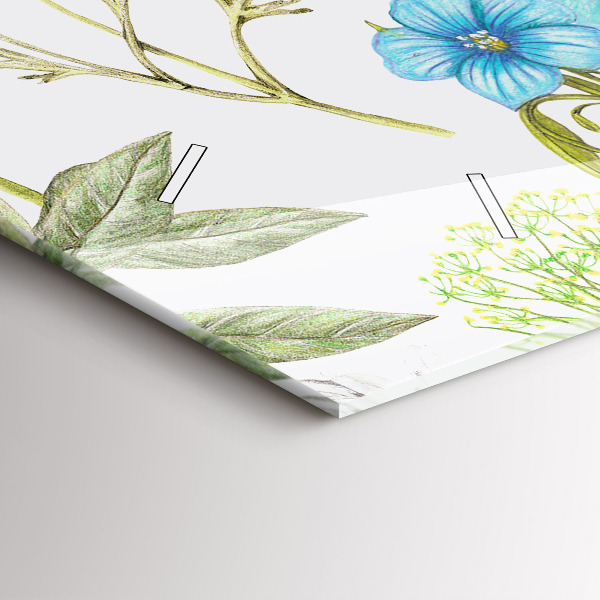 Glass wall clock rectangular Flower Composition