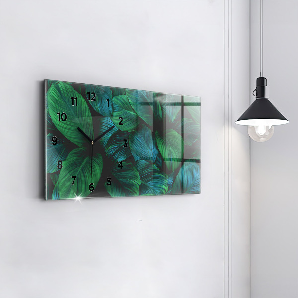 Glass wall clock rectangular Nature leaves