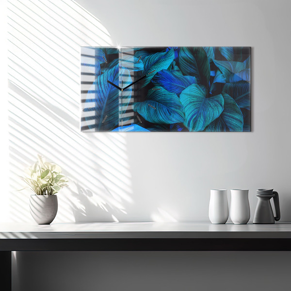 Glass wall clock rectangular Tropical nature